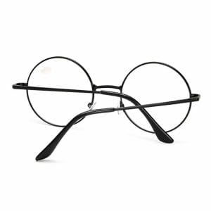 Svarta runda läsglasogon med styrka glasögon