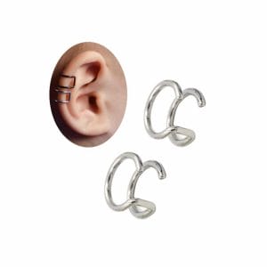 2-pack silver fake piercing öron örhänge ear cuff utan hål