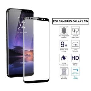 Samsung galaxy s9 plus heltackande skarmskydd glas med kolfiber 2