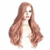 Lang rod rosat ljus peruk realistisk fargad lockig syntetisk peruk cosplay rollspel