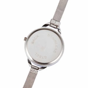 Stilren minimalistisk klocka silver tunnt mesh metall armband armbandsur med stalarmband 5