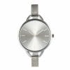 Stilren minimalistisk klocka silver tunnt mesh metall armband armbandsur med stalarmband