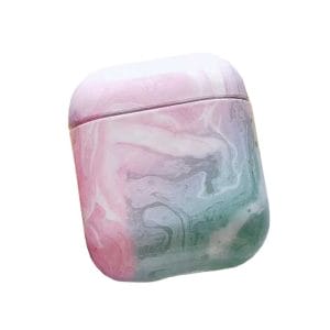 Apple airpods 1 2 skyddsfodral guld fodral case skal fargglad marmor marble rosa vit