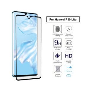 Huawei p30 lite heltackande skarmskydd hardat glas med kolfiber displayskydd displayfilm