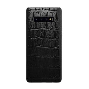 Samsung galaxy s10e s10 plus svart lader skinn krokodil krokodilskinn skin sticker dbrand dekal skyddsfilm skyddsplast wrap