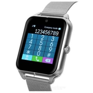 Smart watch klocka med silvrigt mesh armband metall silver android kamera stegraknare fitness tracker pedometer 4