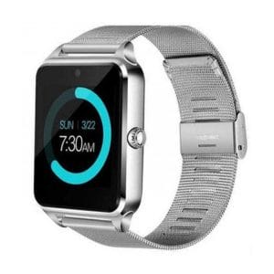 Smart watch klocka med silvrigt mesh armband metall silver android kamera stegraknare fitness tracker pedometer