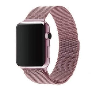 Rosa klockarmband for apple watch 1 2 3 4 5 6 se 38 40 42 44 magnetiskt mesh milanese metall magnetlas rostfritt