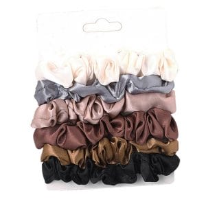 6-pack-scrunchies-harsnoddar-i-viskos-satin-silke-vit-beige-brun-svart-koppar-nude