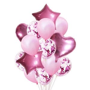 Rosa-ballong-stjarna-hjarta-konfettiballong-41cm-15-pack